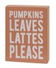 Picture of Pumpkins, Leaves Box Sign with Pumpkin Spice Chunky Sitter, 2/Set