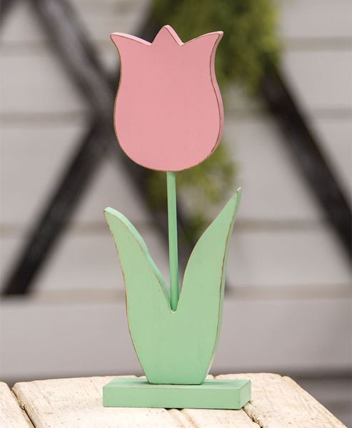 Picture of Wooden Pastel Tulip Pedestal, Pink