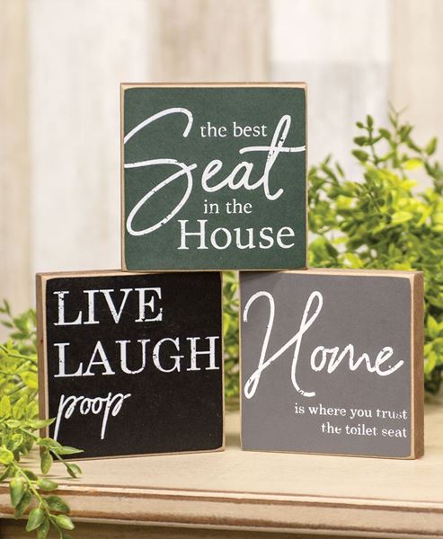 Picture of Live, Laugh, Poop Square Block, 3/Set