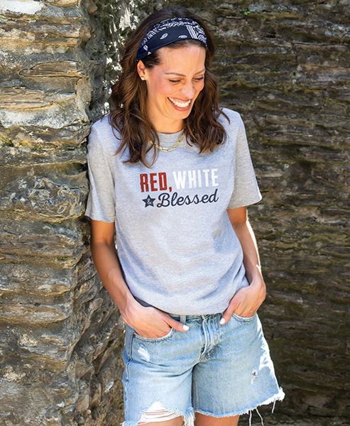 Picture of Red, White & Blessed T-Shirt, Heather Gray XXL