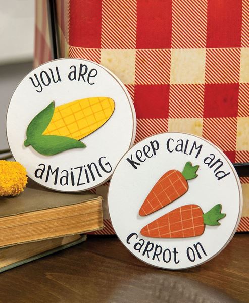 Picture of Keep Calm and Carrot On Mini Round Easel Sign, 2/Set