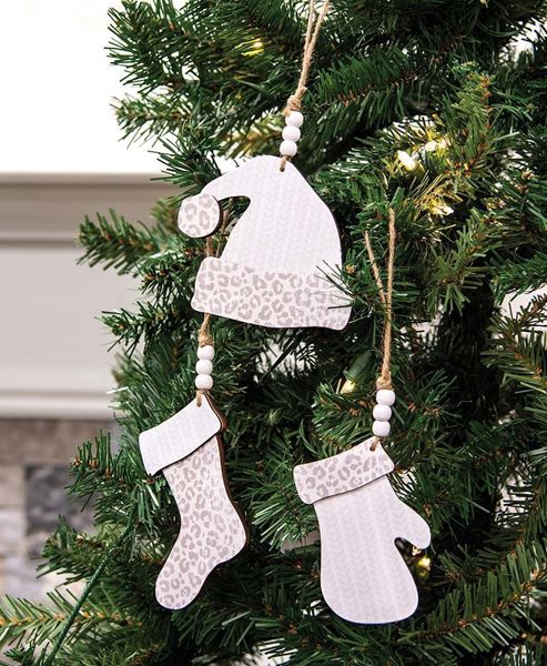 Picture of Cheetah Print Winter Clothes Ornament, 3/Set