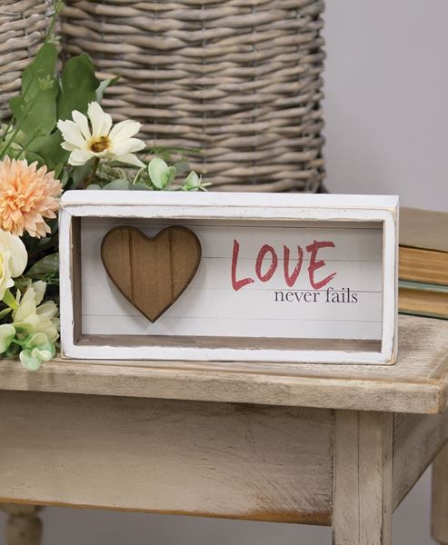 Picture of Love Never Fails Shadow Box Sign