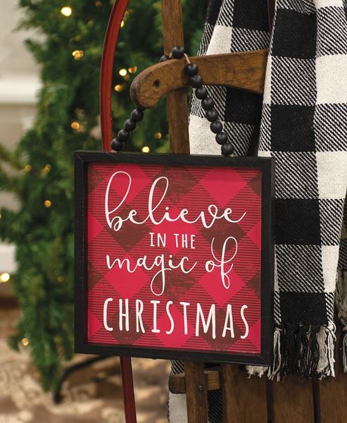 Picture of Believe in the Magic Buffalo Check Beaded Sign