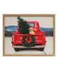 Picture of Golden Dog in Christmas Truck Wood Sign