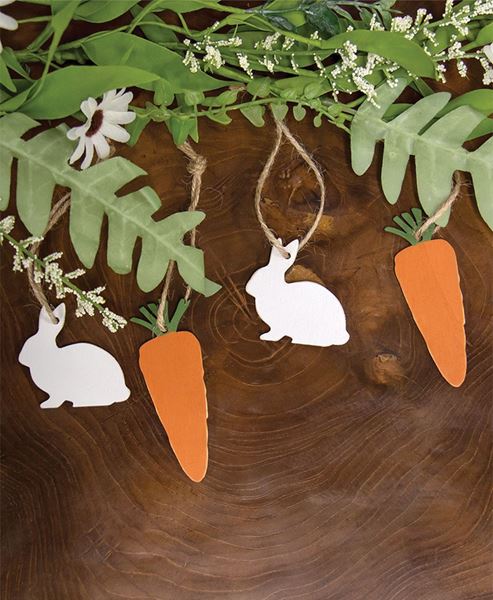 Picture of Wooden Bunny & Carrot Ornaments, 6/Set