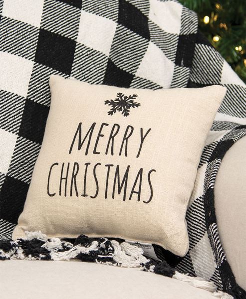 Picture of Merry Christmas Snowflake Natural Pillow