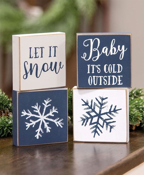 Picture of Let It Snow/Snowflake Square Block, 4/Set