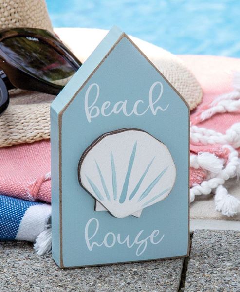 Picture of "Beach House" Seashell Block Sitter