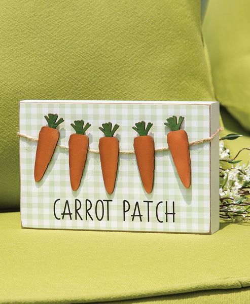 Picture of Carrot Patch Green & White Gingham Check Box Sign