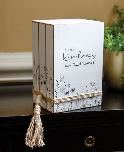 Picture of Spread Kindness Like Wildflowers Wooden Book Stack