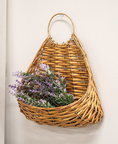 Picture of Tan Wicker Hanging Wall Planter