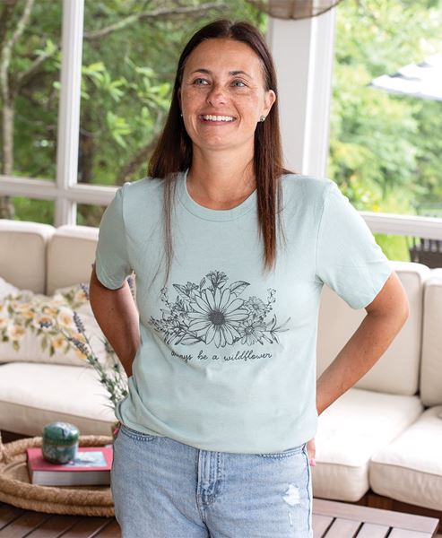 Picture of Always Be A Wildflower T-Shirt, Heather Dusty Blue