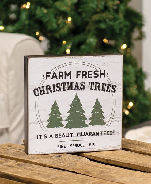 Picture of Barnwood Look Vintage Farm Fresh Christmas Trees Ad Box Sign