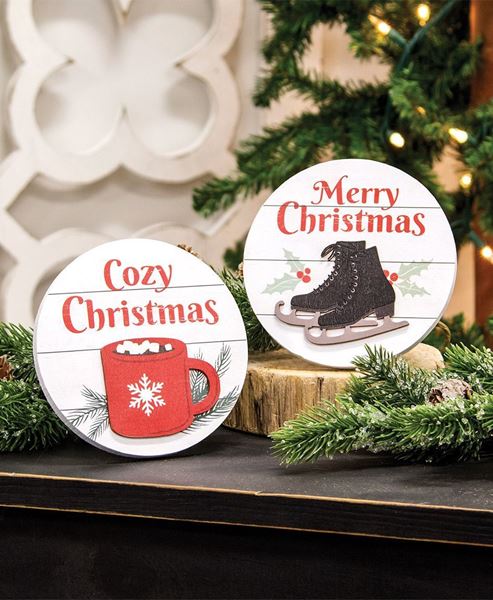 Picture of Cozy Christmas Round Easel Sign, 2/Set