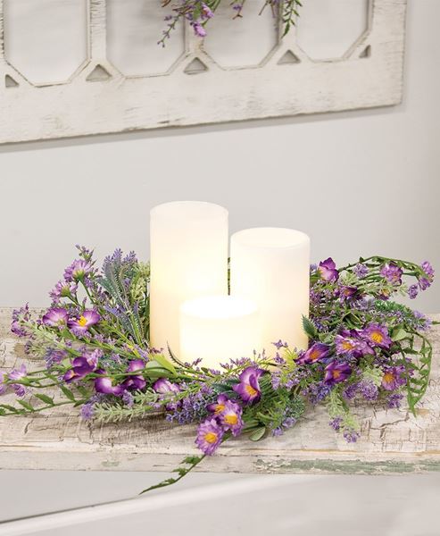 Picture of Lilac & Lavender Blossoms Candle Ring, 6.5"