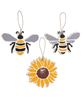 Picture of Bees & Sunflower Wooden Ornaments, 3/Set