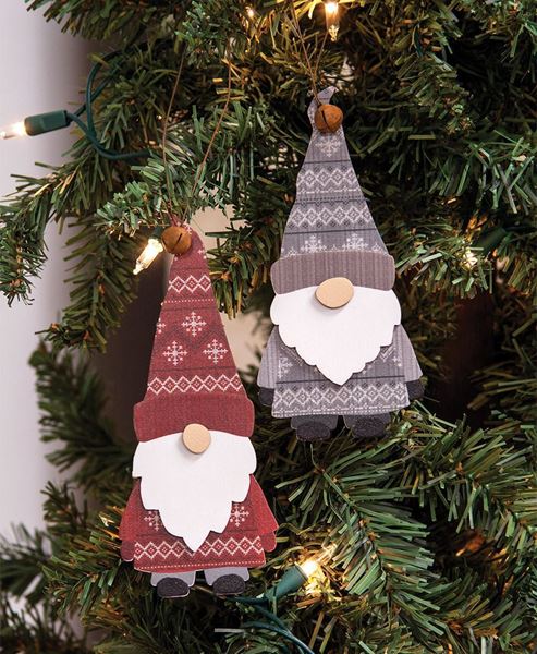 Picture of Layered Wooden Sweater Gnome Ornament, 2/Set