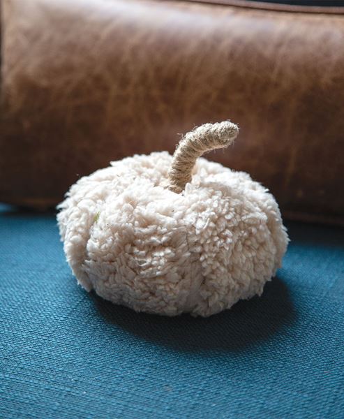 Picture of Ivory Sherpa Pumpkin w/Jute Stem, Large