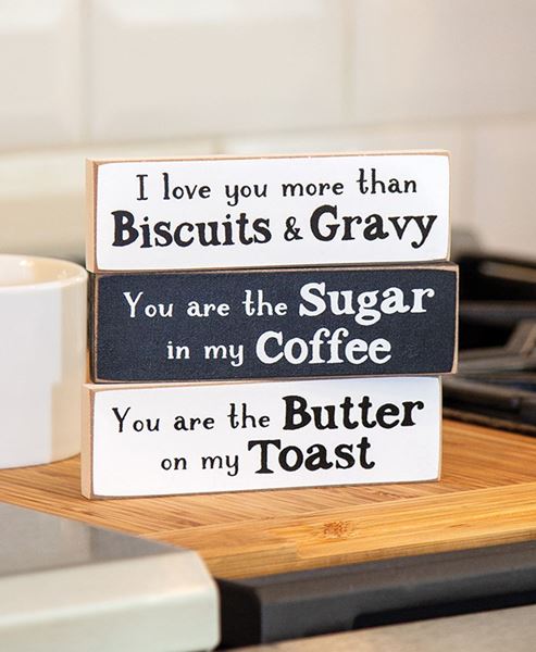 Picture of I Love You More Than Biscuits & Gravy Thin Mini Block, 3/Set