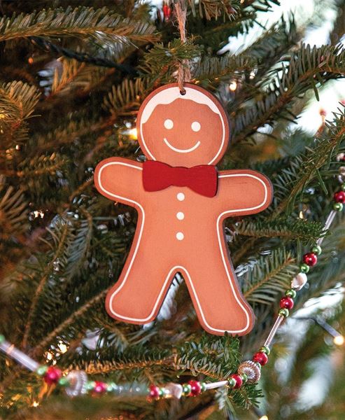 Picture of Wooden Bow Tie Gingerbread Ornament