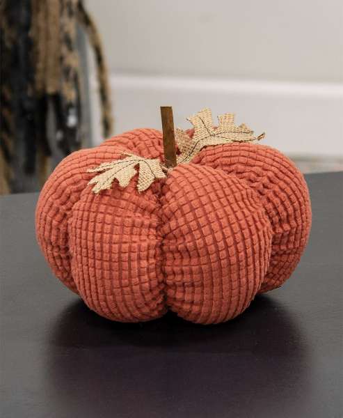 Picture of Burnt Orange Waffle Weave Pumpkin, 7.5" Dia x 5"H