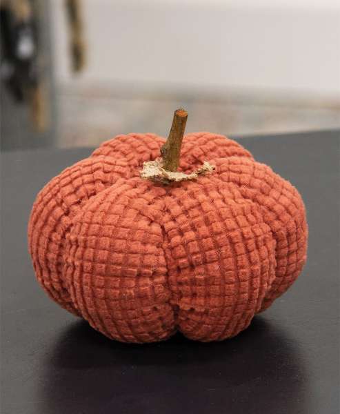 Picture of Burnt Orange Waffle Weave Pumpkin, 5" Dia. x 4"H