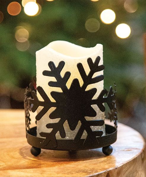 Picture of Black Metal Snowflake Pillar Holder