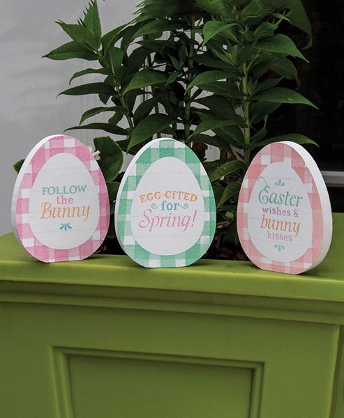 Picture of Follow the Bunny Wooden Egg Sitter, 3/Set