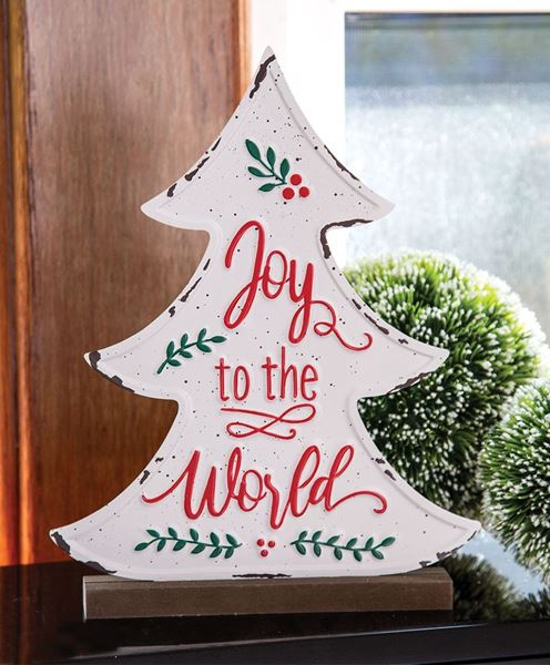 Picture of Joy to the World Distressed Metal Christmas Tree on Base