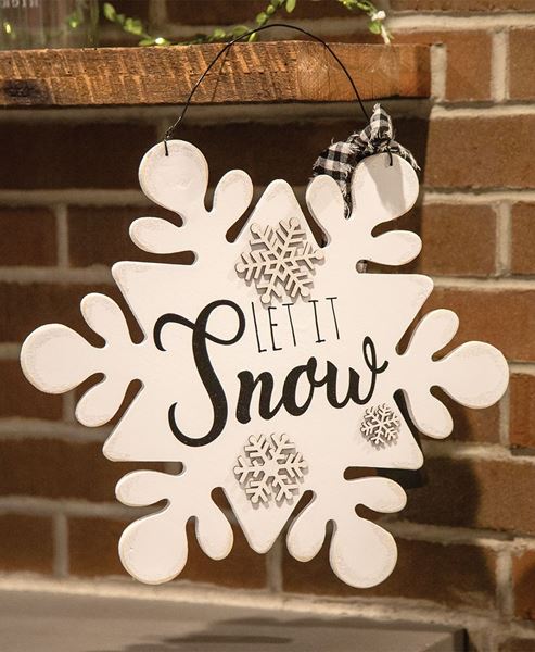 Picture of Glittered Let it Snow Snowflake Sign