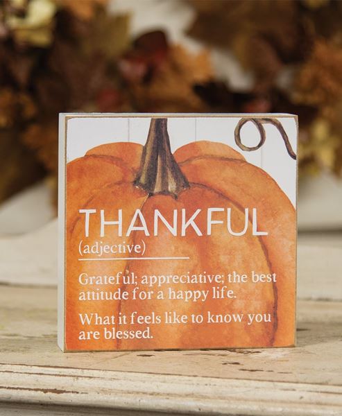 Picture of Thankful Definition Pumpkin Box Sign