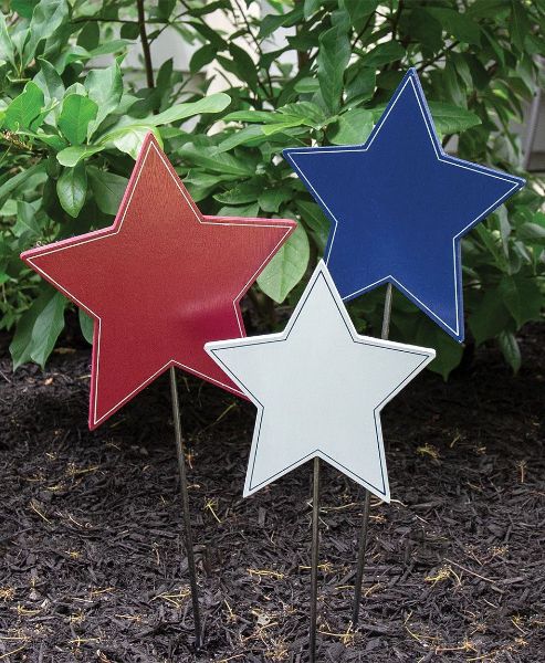 Picture of Americana Star Wooden Planter Stake Toppers, 3/Set