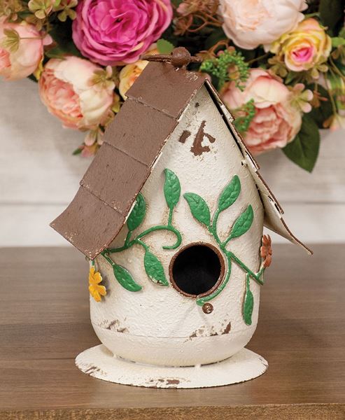 Picture of Distressed Metal Flower & Vine Birdhouse