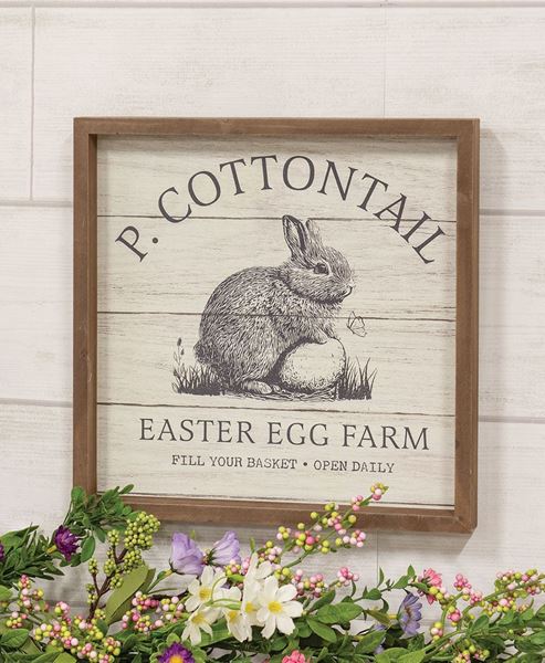 Picture of P. Cottontail Easter Egg Farm Slat Look Framed Sign