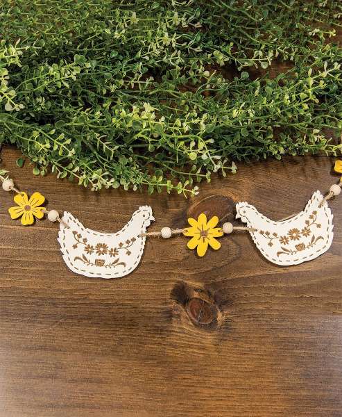 Picture of Laser Cut Flowers & Chickens Wooden Garland