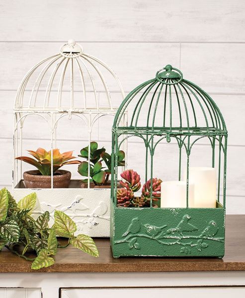 Picture of Distressed Metal Birds On Branches Birdcages, 2/Set