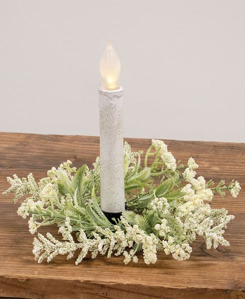 Picture of Delicate Cream Astilbe & Lace Candle Ring, 2"