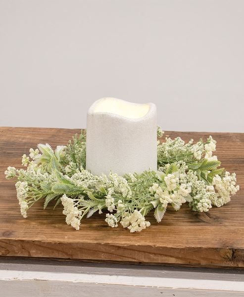 Picture of Delicate Cream Astilbe & Lace Candle Ring, 3.5"