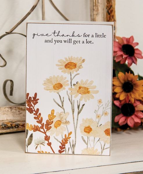 Picture of Give Thanks For a Little Fall Floral Box Sign