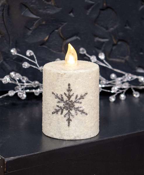 Picture of Glitter Snowflake Timer Pillar, 2"x 3"