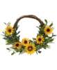 Picture of Black-Eyed Susan, Pip, & Greens Twig Half Wreath