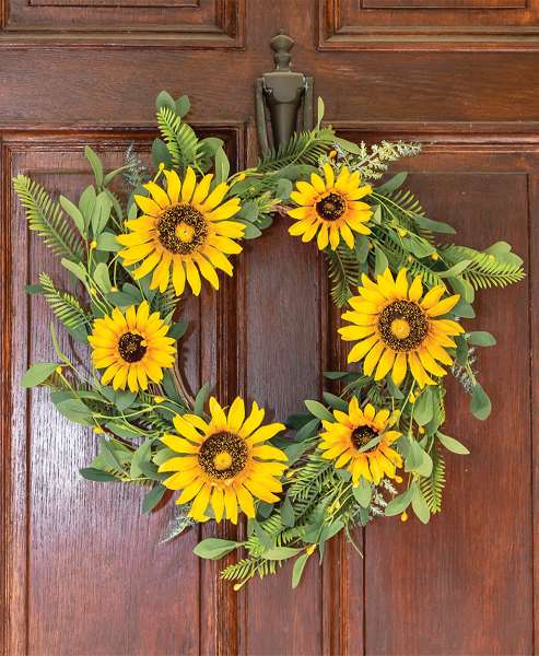 Picture of Black-Eyed Susan, Pip, & Greens Twig Wreath