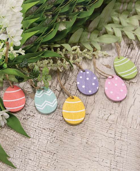 Picture of Wooden Easter Egg Ornaments, 6/Set