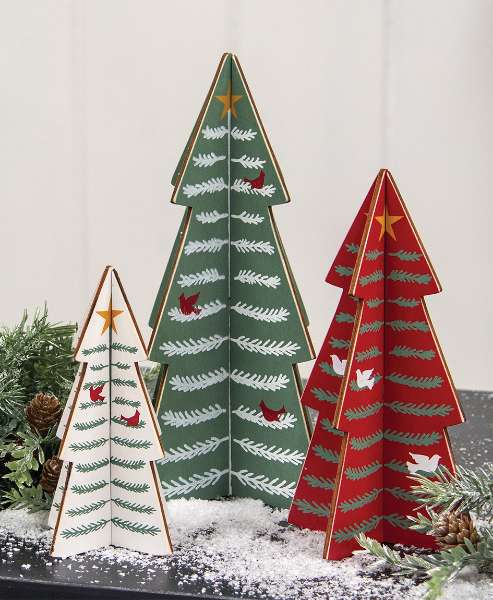 Picture of Wooden Dimensional Yuletide Christmas Tree Sitters, 3/Set 