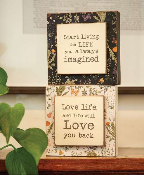 Picture of Start Living Life Layered Floral Box Sign