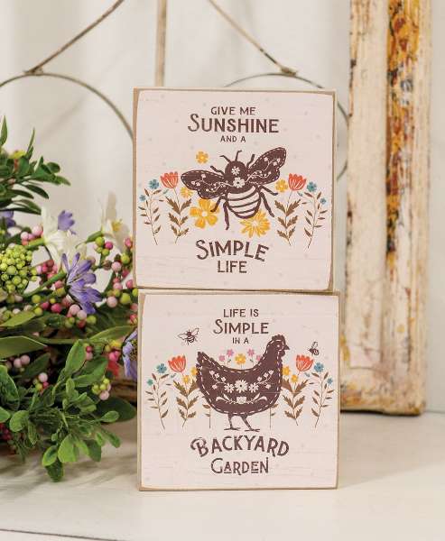 Picture of Backyard Garden Floral Square Block, 2/Set