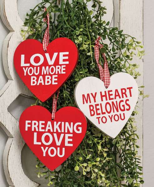 Picture of Love You More Wooden Heart Ornament, 3/Set