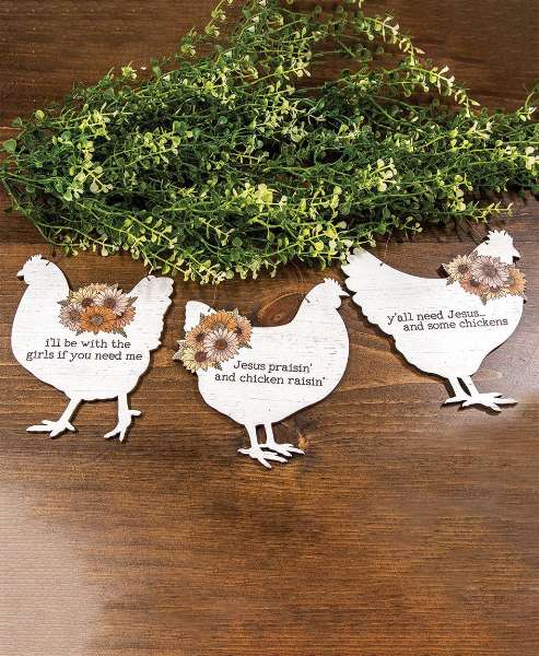 Picture of Jesus Praisin Floral Chicken Hanger, 3/Set