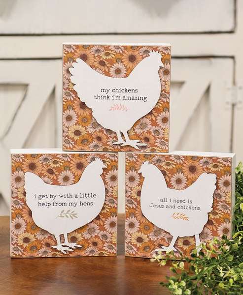 Picture of My Chickens Floral Layered Box Sign